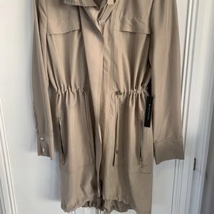 Elie Tahari  Daria Hooded Fishtail Coat Light Jacket Beige  Color Sz S NWT $448